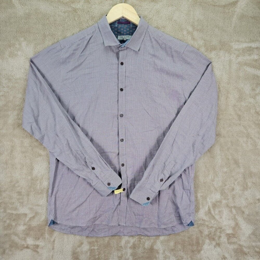 Ted Baker London Button-Down Shirt Multicolor Plaid Long Sleeve Men's Size 5